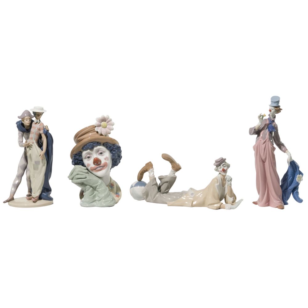 Appraisal: LLADRO CLOWN FIGURINE ASSORTMENT items including Clown retired Melancholy retired