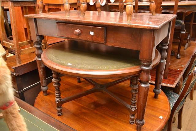 Appraisal: A VICTORIAN STYLE HALL TABLE WITH ONE DRAWER