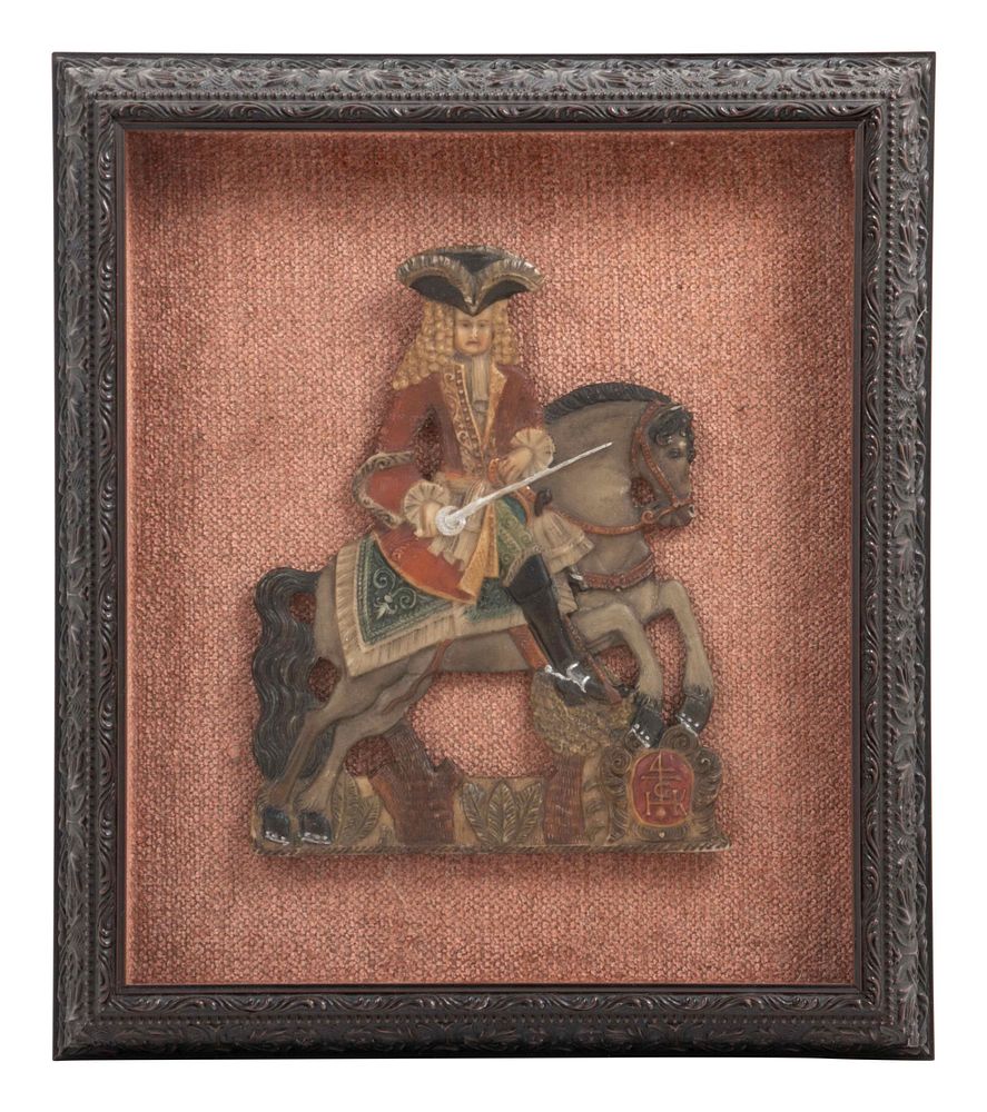 Appraisal: An English Wax Picture of a Gentleman on Horseback An