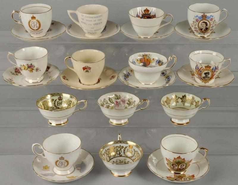 Appraisal: Large Lot of English Coronation Ware Pieces Description Over cups