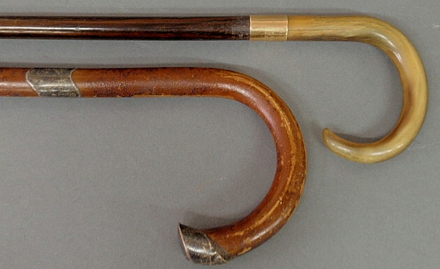 Appraisal: Two canes- one with gold band monogrammed l and one