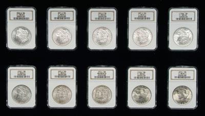 Appraisal: Ten choice BU U S silver dollars James Lee Irish