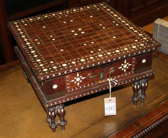 Appraisal: An Anglo Indian ivory inlaid table of small proportions with