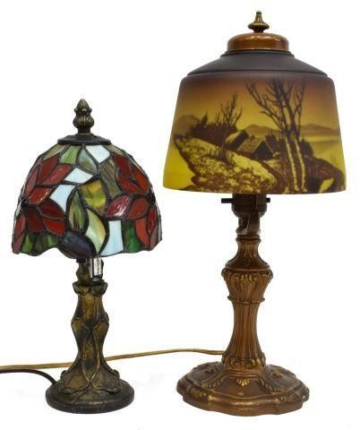 Appraisal: lot of Diminutive boudoir lamps th c including Tiffany style