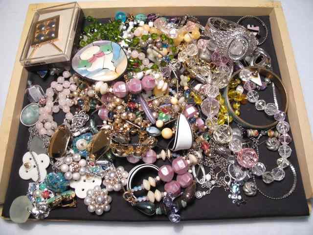 Appraisal: Tray lot of assorted ladies costume jewelry Includes necklaces bracelets