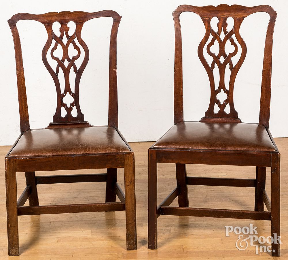 Appraisal: Pair of George III mahogany dining chairs Pair of George