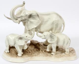 Appraisal: MAJOLICA ITALIAN PORCELAIN ELEPHANTS MAJOLICA ITALIAN PORCELAIN ELEPHANTS H W