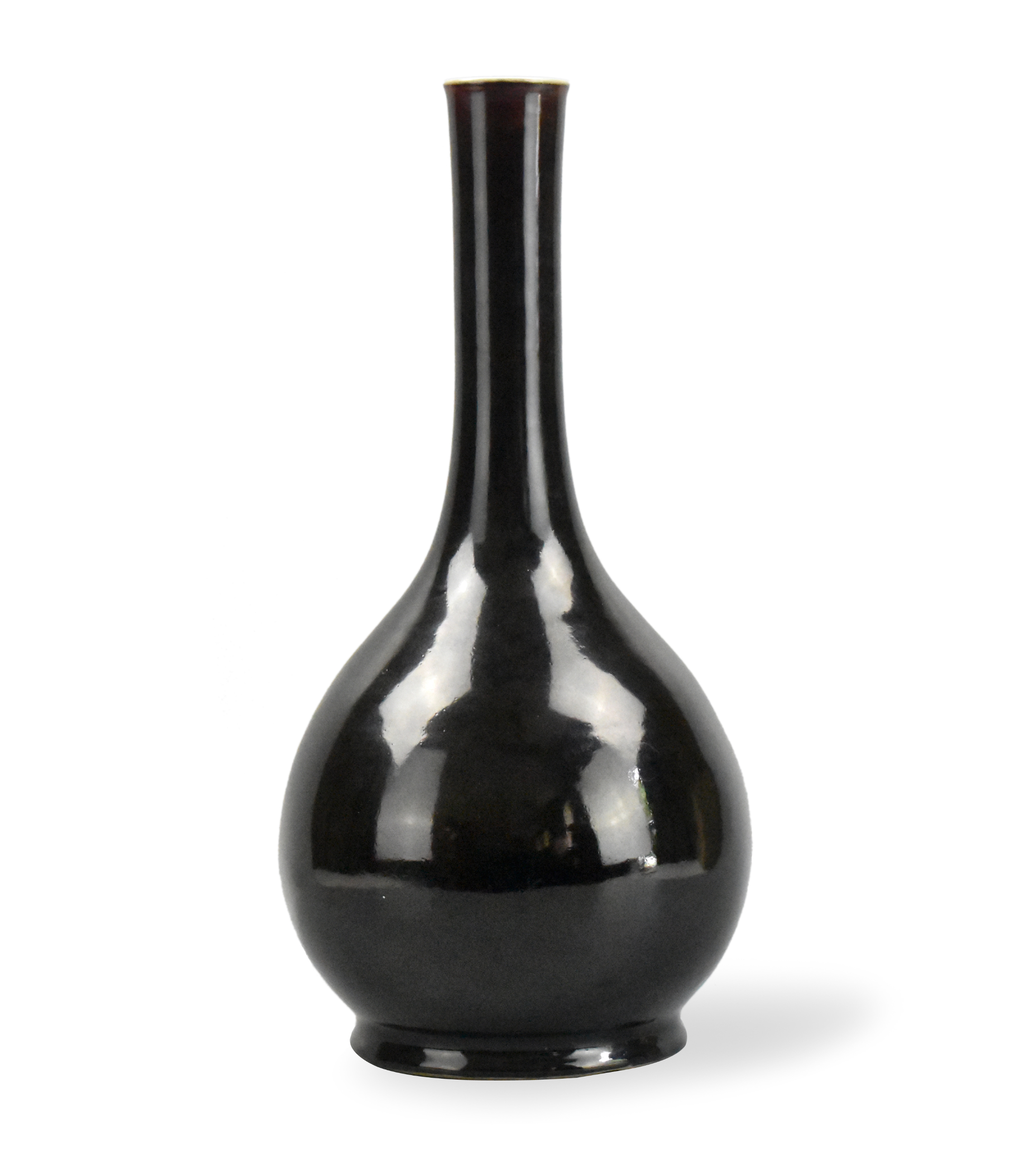 Appraisal: A Chinese black glazed long neck vase dating from the