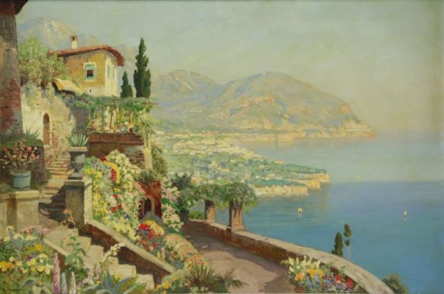 Appraisal: ARNEGGER Alois Oil on Canvas Bay of Naples Signed lower