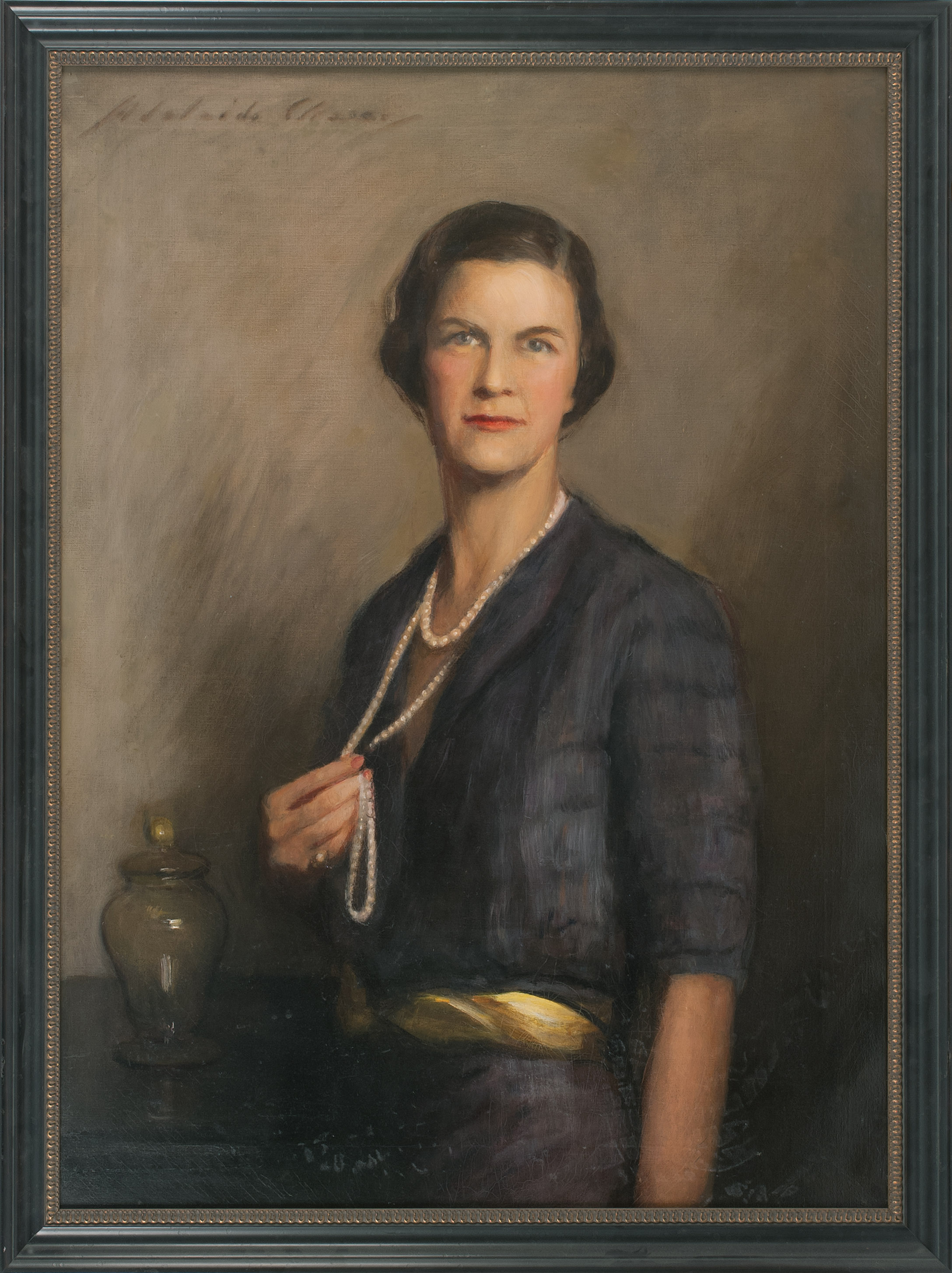 Appraisal: ADELAIDE COLE CHASEAmerican - Portrait of a lady with pearls