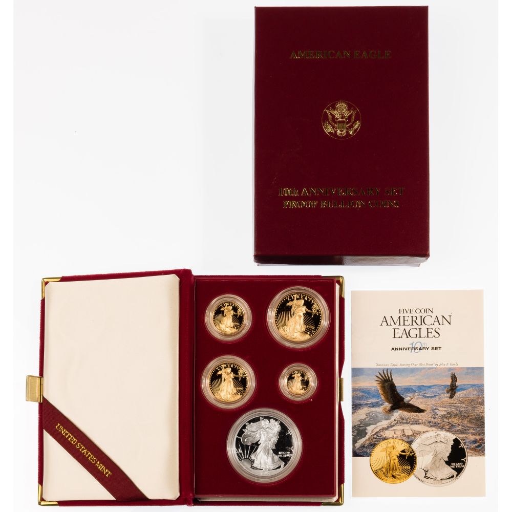 Appraisal: -W GOLD AND SILVER AMERICAN EAGLE TH ANNIVERSARY SET PROOF