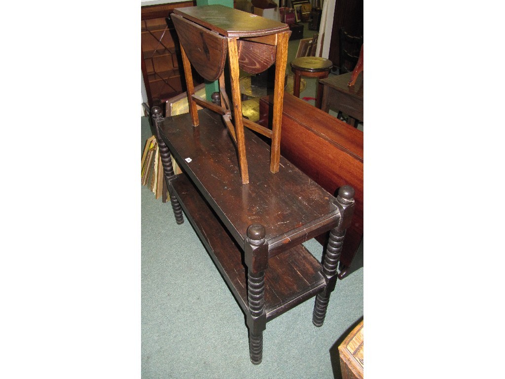 Appraisal: Oak single drawer table two drop leaf tables a two