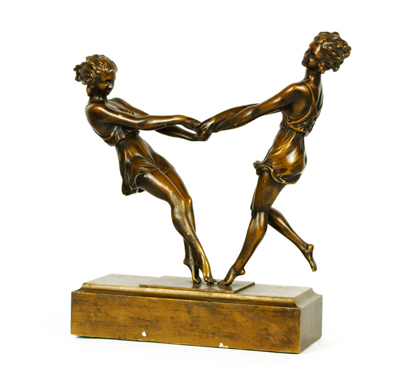 Appraisal: - Art Deco Bronze Sculpture Art Deco sculpture of two