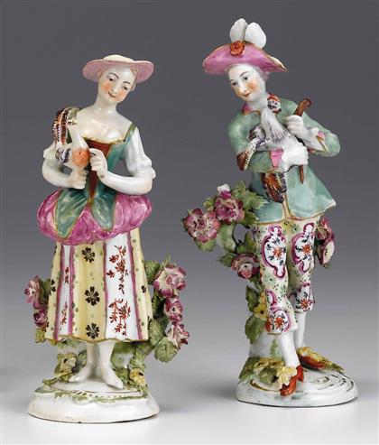 Appraisal: Pair of Derby porcelain figures of an Italian farmer and