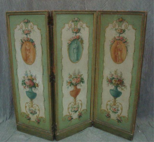 Appraisal: Panel French Painted Screen Signed on the brass hinges and