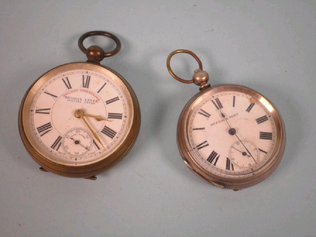 Appraisal: A white metal pocket watch the enamel dial signed Kendal