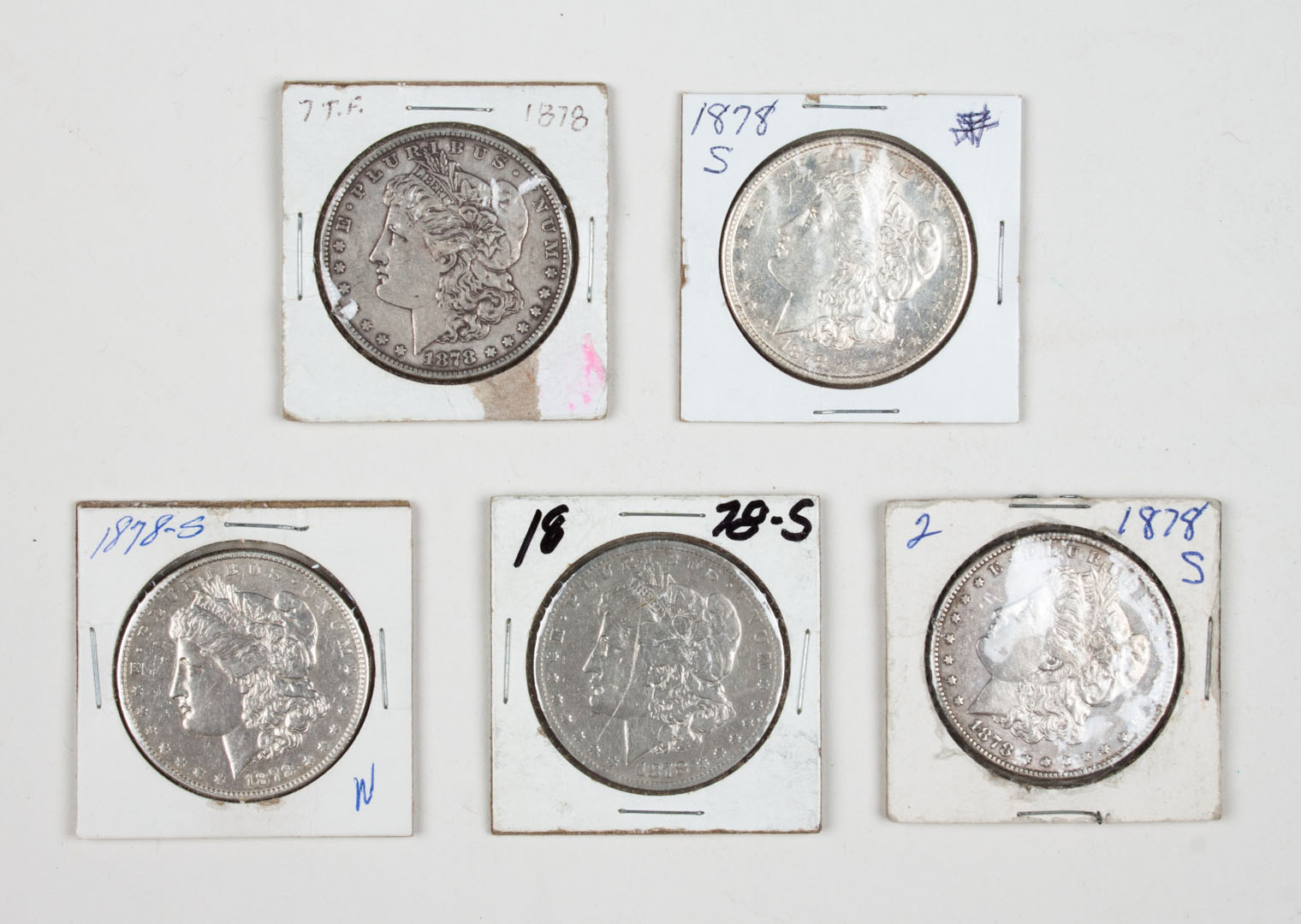 Appraisal: U S Silver Dollars Five Morgan type comprising four -S