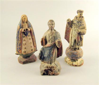 Appraisal: Group of three Spanish Colonial santos figures th th century