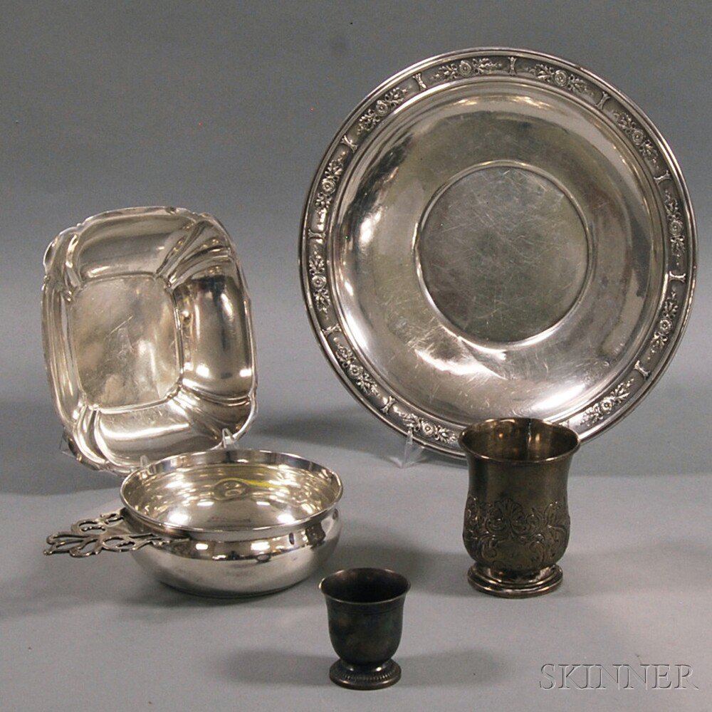 Appraisal: Five Pieces of Sterling Silver Tableware an International cake plate