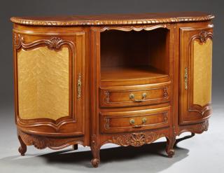 Appraisal: French Louis XV Style Parquetry Inlaid Cherry Bowf French Louis