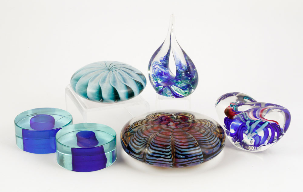 Appraisal: A - Art Glass Paperweights Group of six art glass