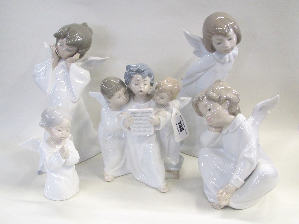 Appraisal: Five Lladro angel groups