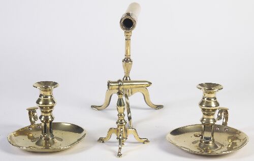 Appraisal: A group of th century miniature brassware including a goffering