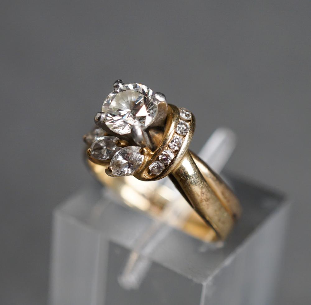 Appraisal: -Karat Yellow-Gold and Diamond Ring Center diamond weighing approx carats