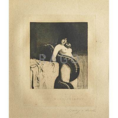 Appraisal: FRANZ VON STUCK German - Two etchings The Sin and