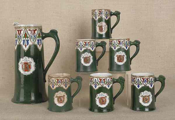 Appraisal: Haynes Pottery Baltimore Maryland porcelain pitcher and six glasses early