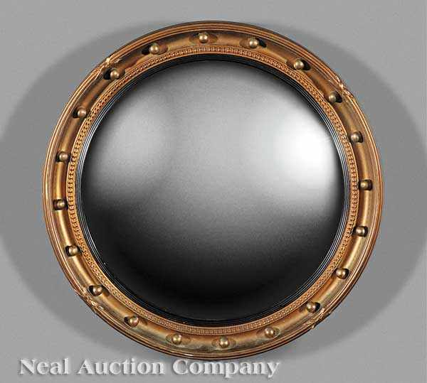 Appraisal: An American or English Giltwood Convex Mirror mid- th c