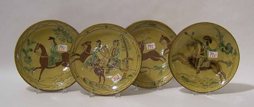 Appraisal: Four Turtlecreek sgraffito redware chargers dia