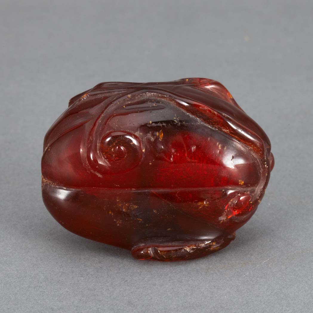 Appraisal: Chinese Amber Snuff Bottle Early th century The gourd shape