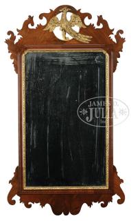 Appraisal: CARVED CHIPPENDALE CENTENNIAL MAHOGANY MIRROR Late th century American Rectangular