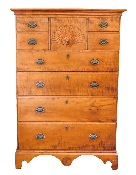 Appraisal: Tall chest American late th early th C figured maple