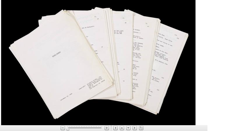 Appraisal: BLADE RUNNER Original typewritten working script for the landmark sci