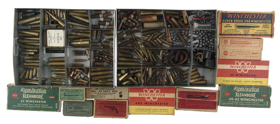 Appraisal: LOT OF MISCELLANEOUS SHOTGUN SHELLS M CLIPS TELESCOPES Including J