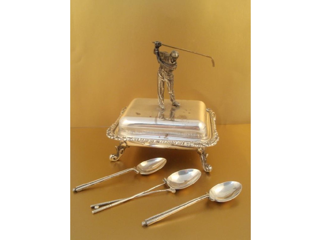 Appraisal: Three silver golfing trophy spoons from and together with a