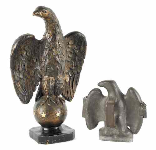 Appraisal: Composition eagle together with a lead eagle chocolate mold and