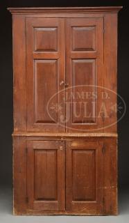 Appraisal: FINE EARLY AMERICAN PINE STEPBACK CUPBOARD FINE EARLY AMERICAN PINE