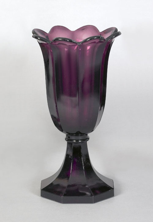 Appraisal: Sandwich Glass paneled tulip vase mid th c in a