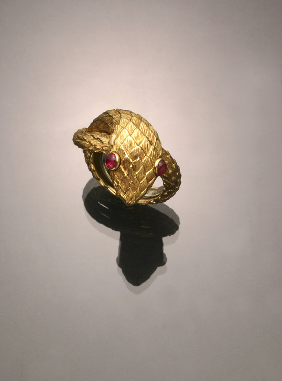 Appraisal: -Karat Yellow-Gold and Ruby Serpent Dinner Ring David Webb The