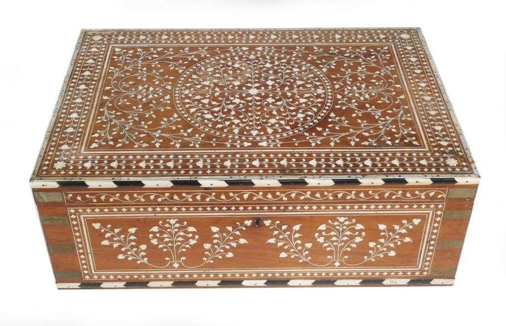 Appraisal: Anglo-Indian jewelry or keepsake box Circa th century Ivory inlay