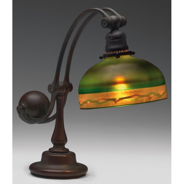 Appraisal: Nice Tiffany Studios counter balance lamp bronze base with a