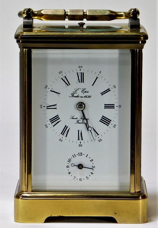 Appraisal: French Saint Suzanne L'Epee Brass Carriage Clock France Early th