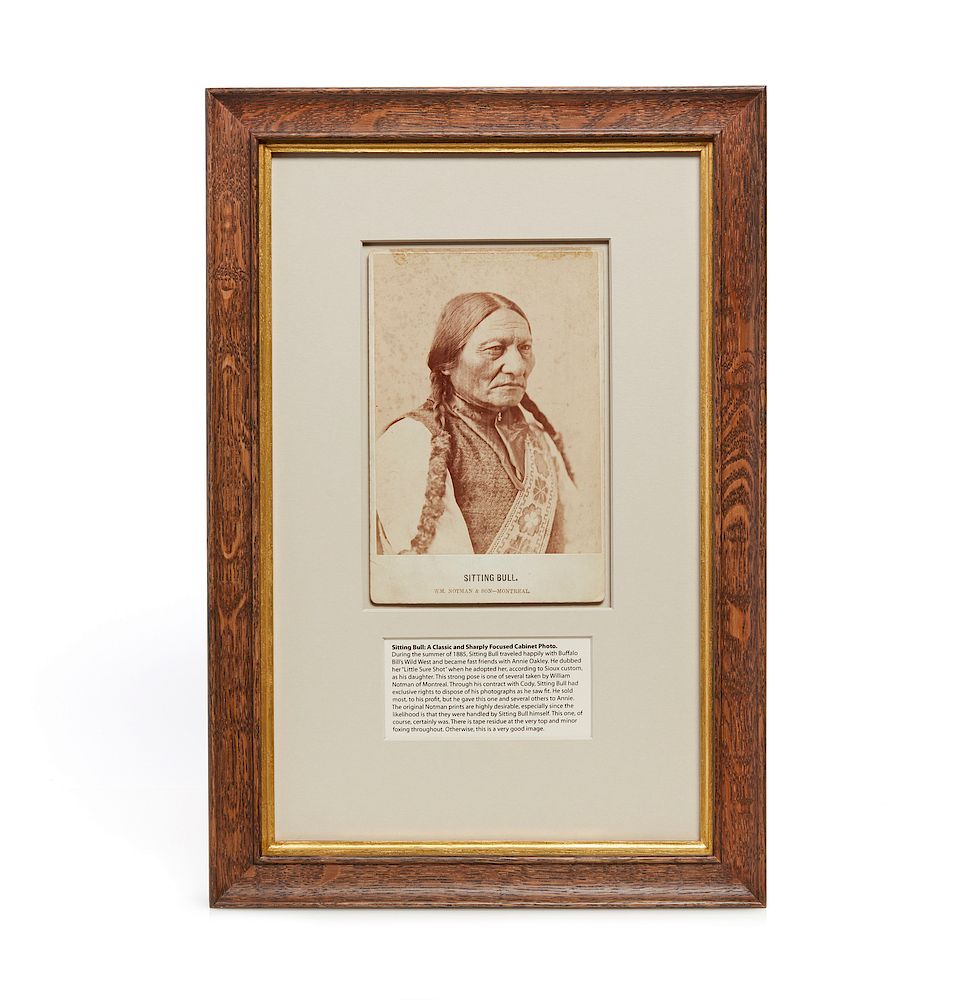 Appraisal: Photograph of Sitting Bull owned by Annie Oakley Original cabinet