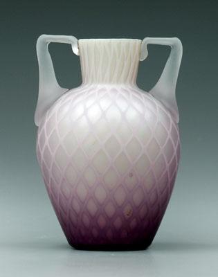 Appraisal: Amethyst mother-of-pearl urn diamond quilted pattern pearl shading to amethyst