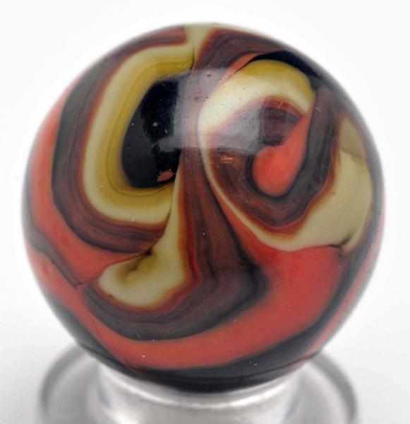 Appraisal: Christensen Agate Four-Color Flame Marble Description Black base with salmon