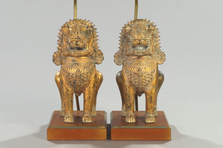 Appraisal: Pair of Thai Cast and Gilded Composition Figures of Guardian