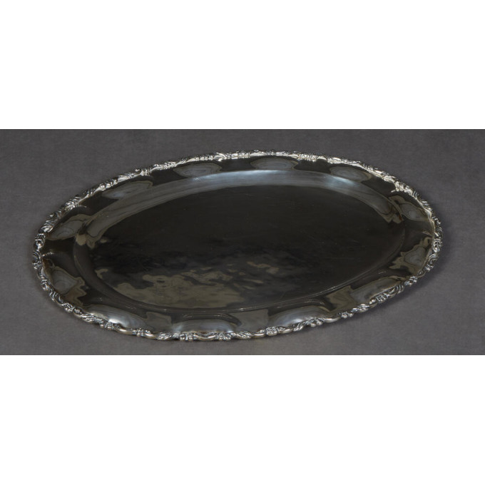 Appraisal: Mexican Sterling Oval Repousse Tray stamped Eddie's with a relief